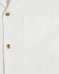 White Regular Fit Linen Blend Revere Shirt
