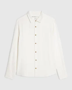 White Regular Fit Linen Blend Shirt