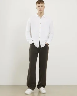 White Regular Fit Linen Blend Shirt