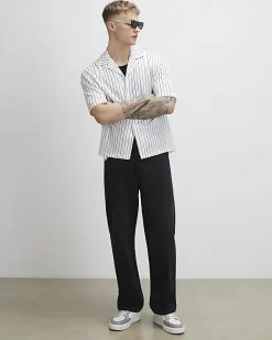 White Regular Fit Pinstripe Textured Shirt