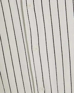 White Regular Fit Pinstripe Textured Shirt