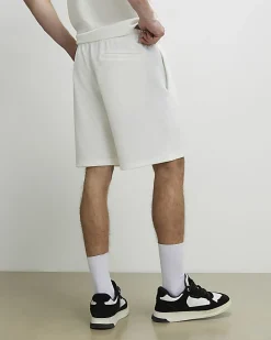 White Regular Fit Textured Shorts