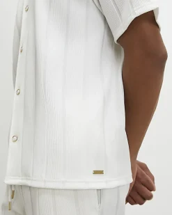 White Regular Fit Textured Stripe Shirt