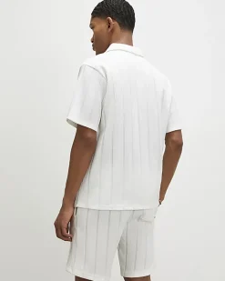 White Regular Fit Textured Stripe Shirt