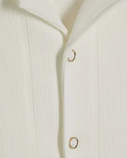 White Regular Fit Textured Stripe Shirt