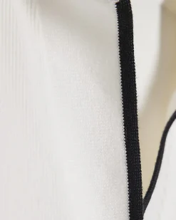 White Ribbed Polo Top