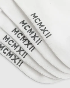 White Ribbed Tube Pack Of 5 Socks