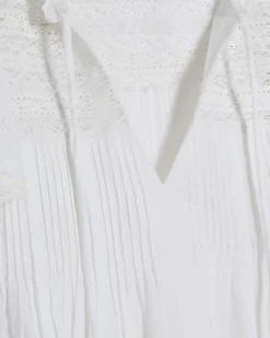 White Ruffle Sleeve Lace Blouse