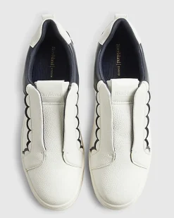 White Scallop Trim Slip On Trainers