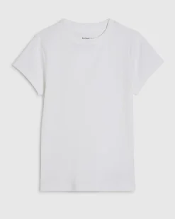 White Short Sleeve Fitted Ribbed Top