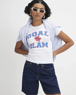 White Short Sleeve Glam Football Baby T-Shirt