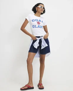 White Short Sleeve Glam Football Baby T-Shirt