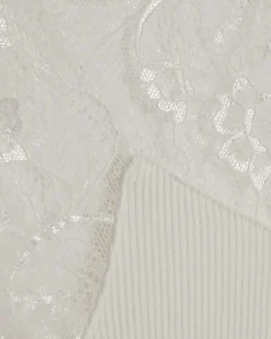 White Short Sleeve Lace Trim Ruched Top