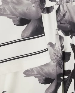 White Short Sleeve Monochrome Floral Shirt