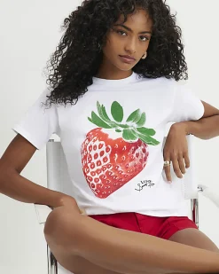 White Short Sleeve Strawberry Baby T-Shirt