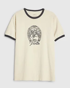 White Short Sleeve Tipped Horseshoe T-shirt