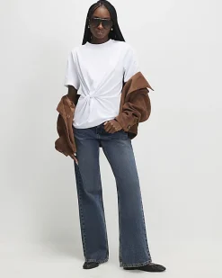 White Short Sleeve Twist Front T-shirt