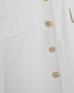 White Sleeveless Button Mini Dress