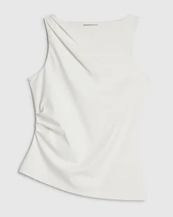 White Sleeveless Slash Neck Top