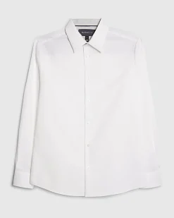 White Slim Fit Contrast Trim Shirt