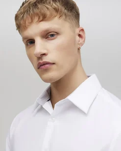 White Slim Fit Contrast Trim Shirt
