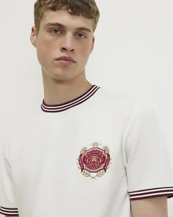 White Slim Fit Embroidered Crest T-Shirt