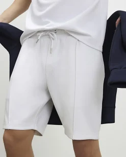 White Slim Fit Interlock Shorts
