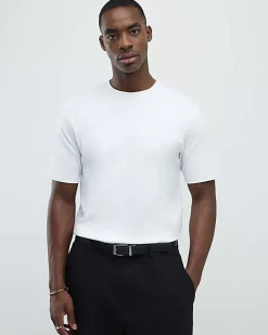 White Slim Fit Interlock Crew Neck T-Shirt