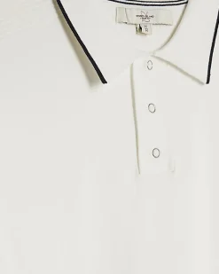 White Slim Fit Knitted Polo Shirt