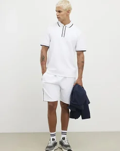 White Slim Fit Polo Shirt and Short Set