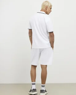 White Slim Fit Polo Shirt and Short Set