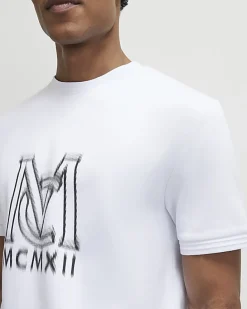 White Slim Fit Shadow Graphic T-Shirt