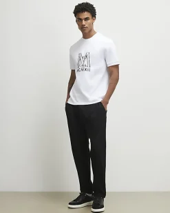 White Slim Fit Shadow Graphic T-Shirt