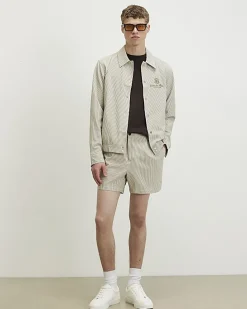 White Slim Fit Stripe Short Length Shorts