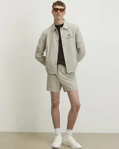White Slim Fit Stripe Textured Jacket