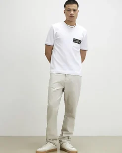 White Slim Fit Taped Pocket T-Shirt
