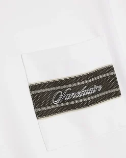 White Slim Fit Taped Pocket T-Shirt