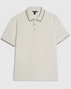 White Slim Fit Textured Button Polo Shirt