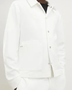 White Slim Fit Textured Overshirt