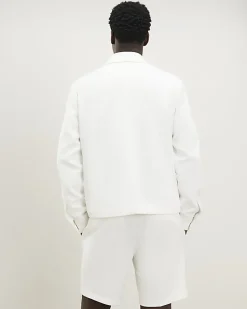 White Slim Fit Textured Overshirt