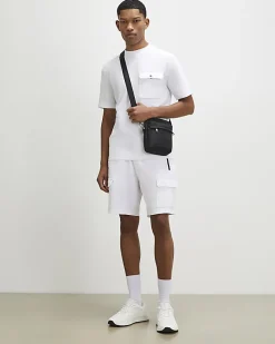 White Slim Fit Textured Pocket T-Shirt