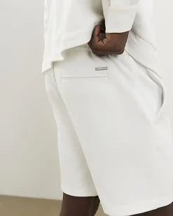 White Slim Fit Textured Shorts