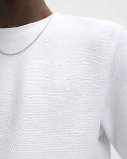 White Slim Fit Textured T-Shirt & Short Set