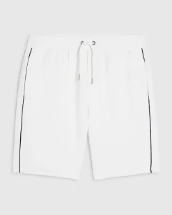 White Slim Fit Textured Tipped Shorts