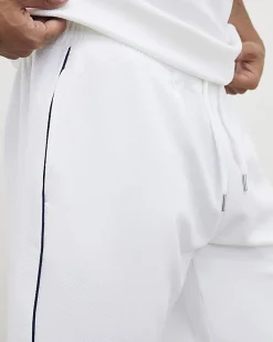 White Slim Fit Textured Tipped Shorts