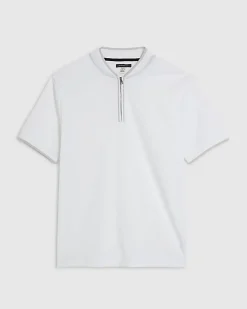 White Slim Fit Textured Tipped Polo Shirt