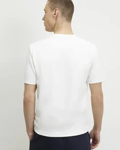 White Slim Fit Textured T-Shirt