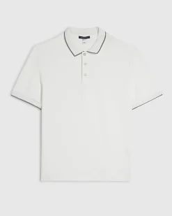 White Slim Fit Tipped Textured Polo Shirt