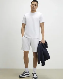 White Slim Fit T-shirt And Shorts Set
