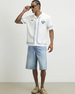 White St Tropez Embroidered Shirt